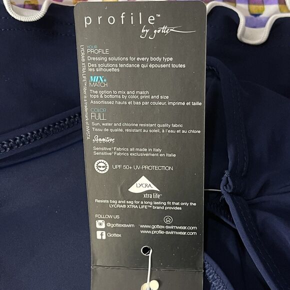 Profile by Gottex Palm Springs SZ 10 Swim Skirt Side Slit Ruffled UPF 50+ Blue - Picture 11 of 12